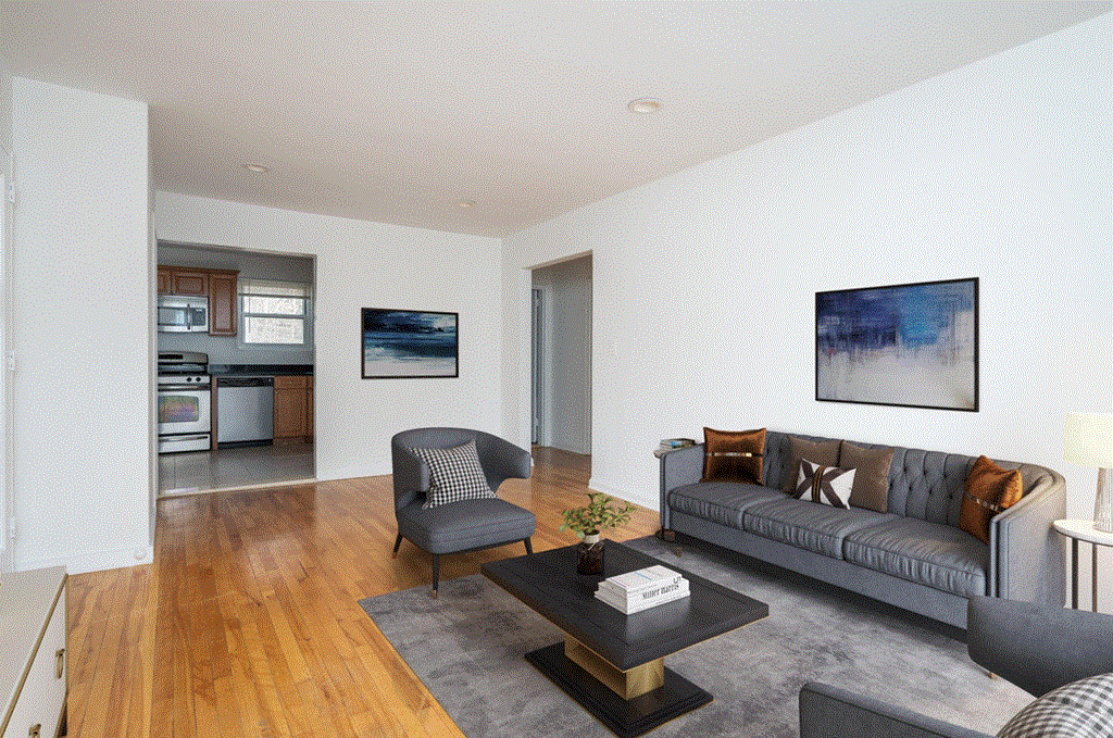 a living room with a couch and a coffee table