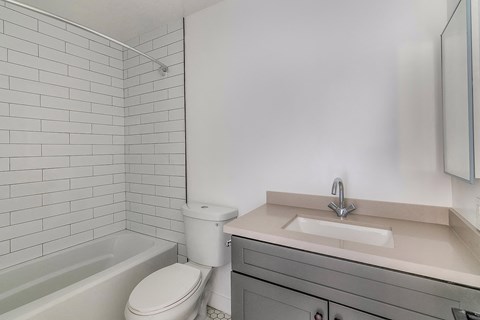 a bathroom with a sink and a toilet and a tub