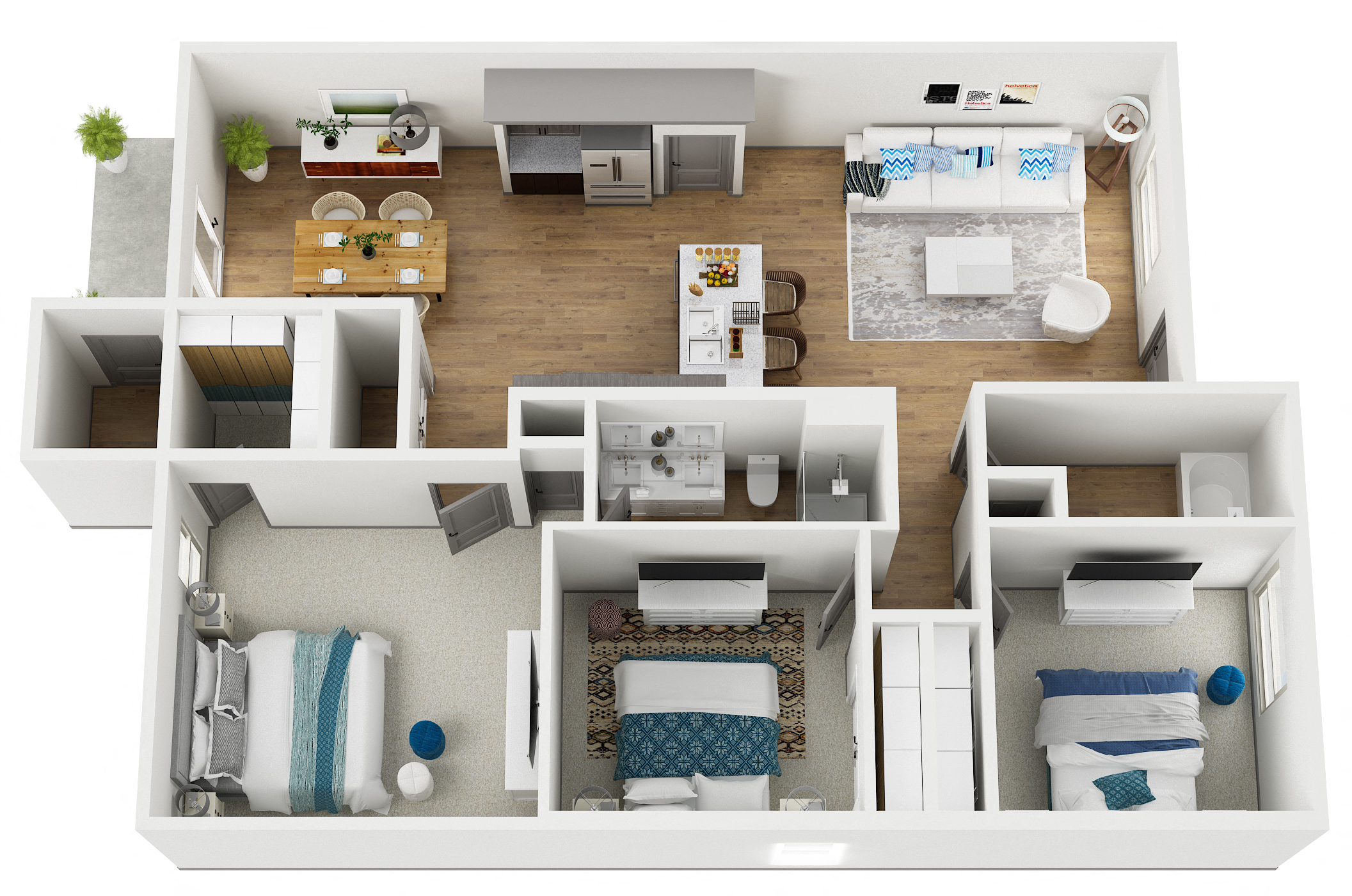 Doogwood 3D Floor Plan at Taft Venture Properties, Greenville, NC