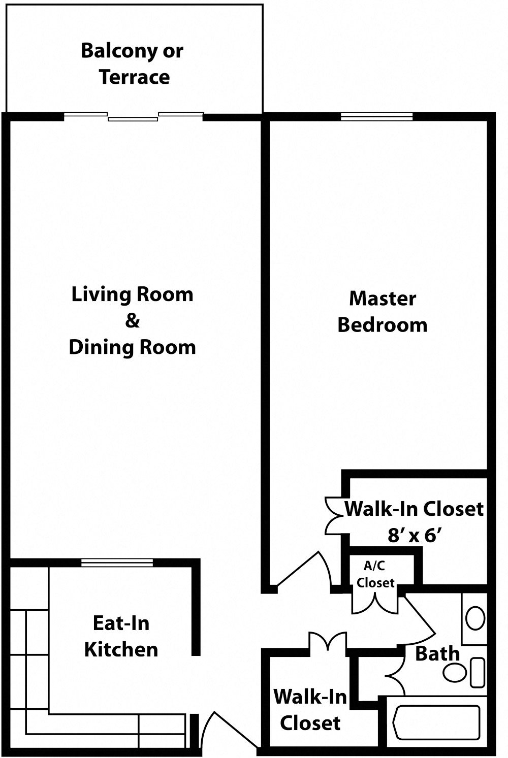 Classic - 1 Bedroom - Chatillon Floor Plan 12