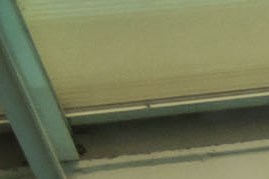 the swimming pool inside of a greenhouse with glass doors