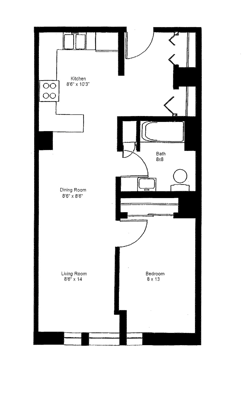1 Bedroom Large Floor Plan 3