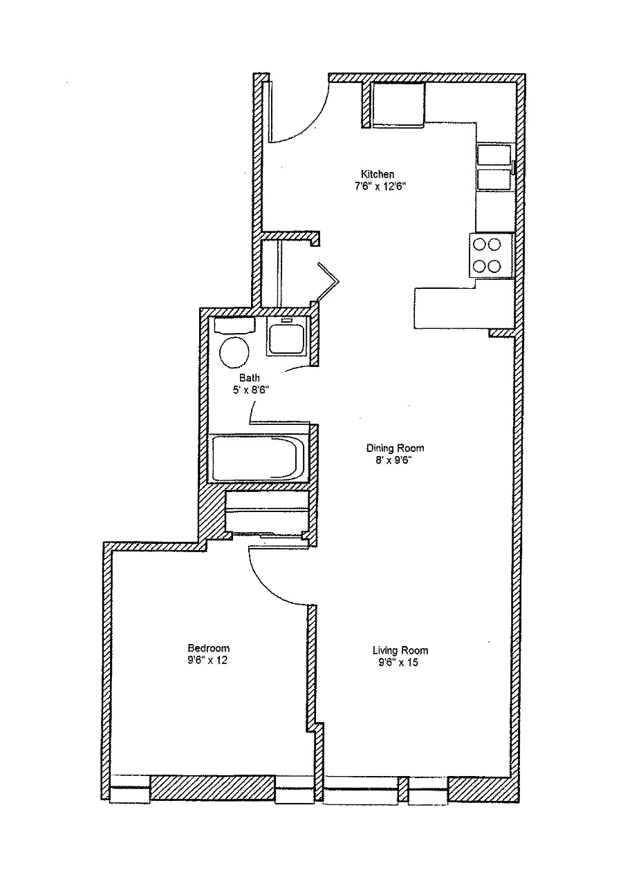 1 Bedroom Large - Economy Floor Plan 4
