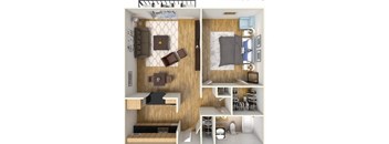 1 Bedroom Large Floor Plan at Hibiscus Place Apartments, Orlando, FL