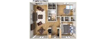2 Bedroom Floor Plan at Hibiscus Place Apartments, Orlando, 32808