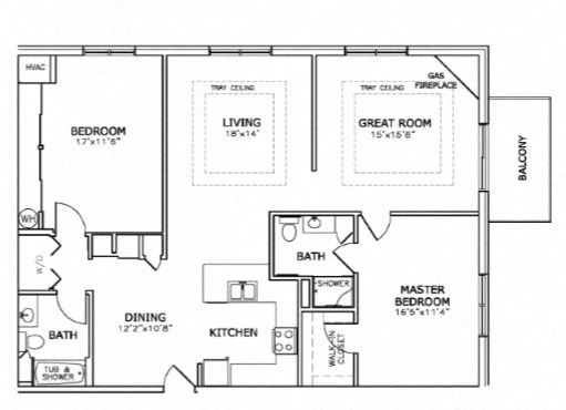 a floor plan of a home with two bedrooms and two bathrooms