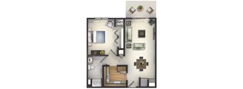 1 Bedroom, 1 Bath Floorplan at Highlands at Riverwalk Apartments 55+