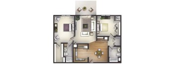 2 Bedroom, 2 Bath Floorplan at Highlands at Riverwalk Apartments 55+