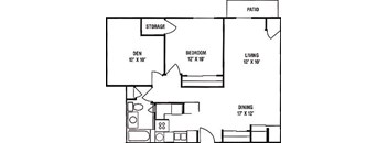 1 Bedroom, 1 Bath with Den Floorplan at Nicolet Highlands Apartments 55+