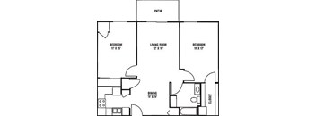 2 Bedroom, 1 Bath* Floorplan at Nicolet Highlands Apartments 55+