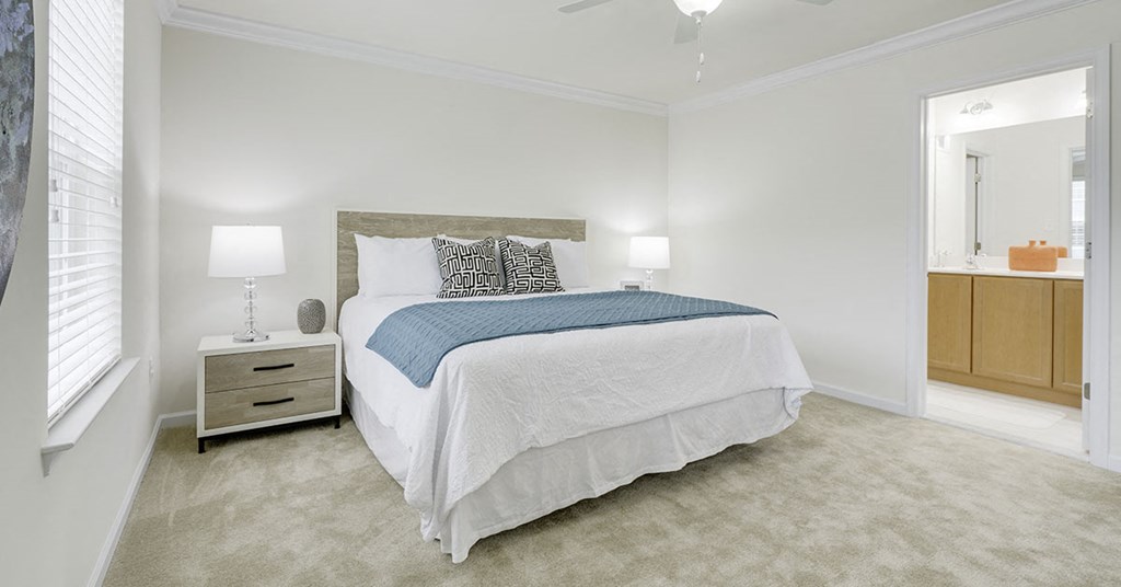 a bedroom with a bed and a closet