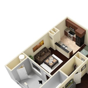 1 Bed - 1 Bath |836 sq ft 1x1 A floorplan