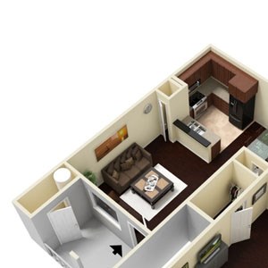 1 Bed - 1 Bath |898 sq ft 1x1 B floorplan