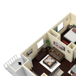 1 Bed - 1 Bath |644 sq ft 1x1 Carr floorplan