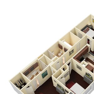 3 Bed - 2 Bath |1390 sq ft 3x2 E floorplan