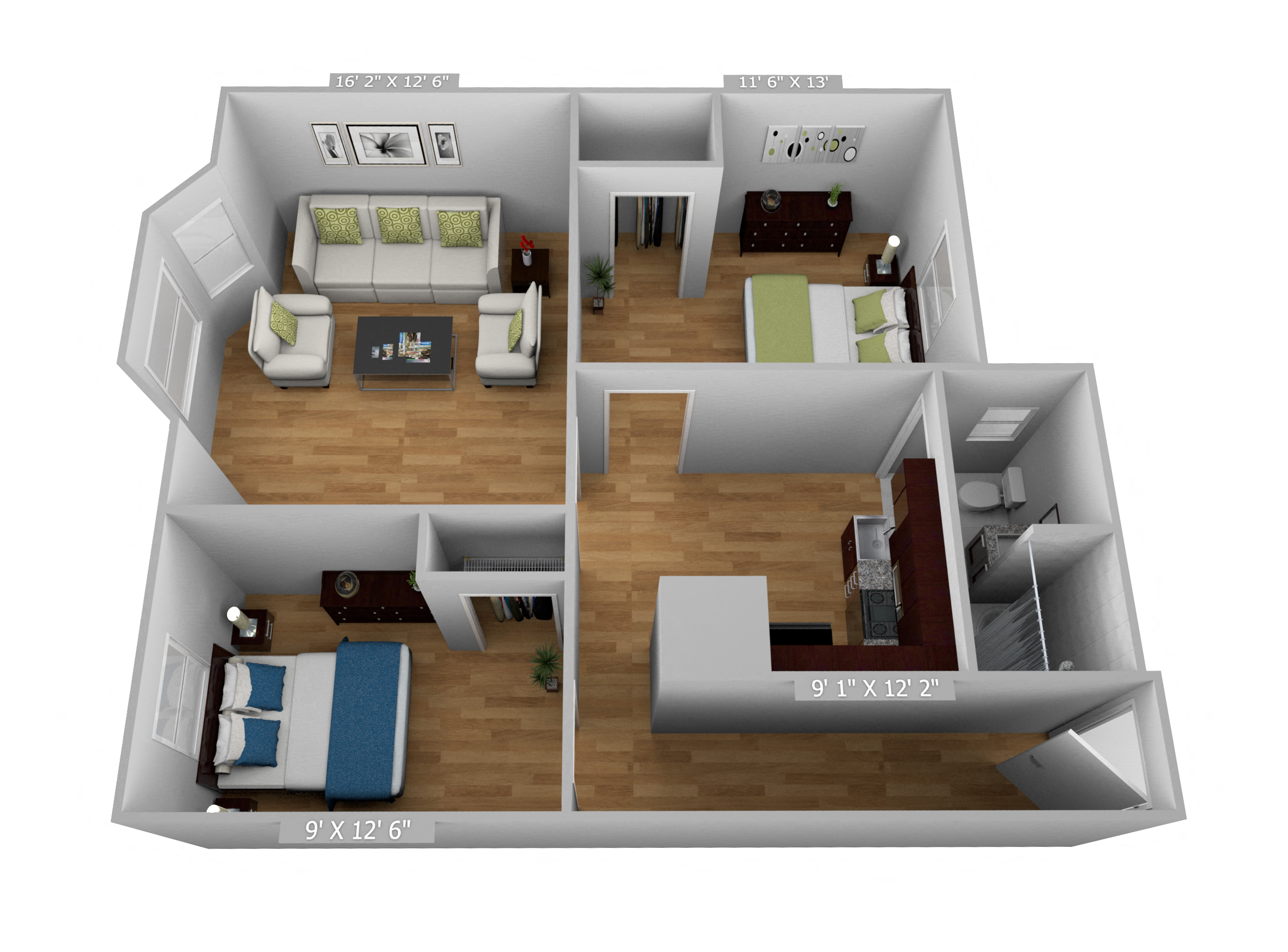 Small 2 Bedroom 1 Bathroom
