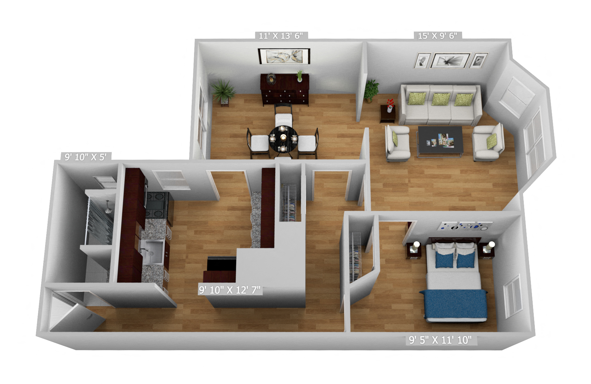Large 1 Bedroom 1 Bathroom with Dining Room