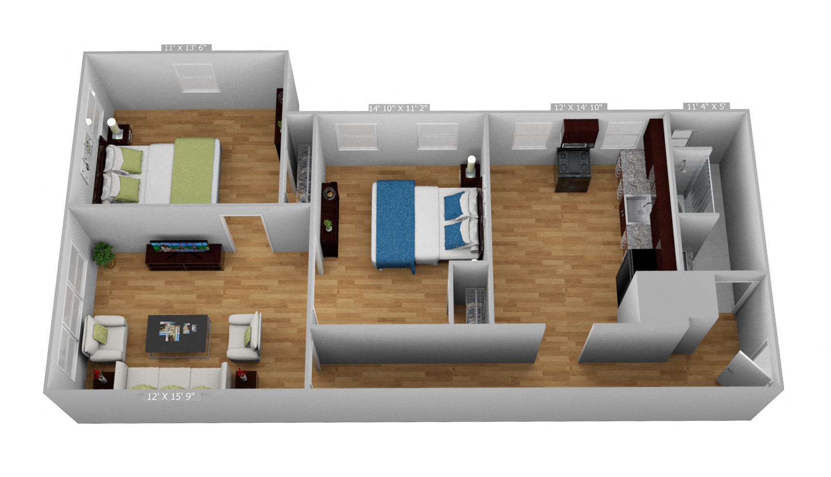 Large 2 Bedroom 1 Bathroom