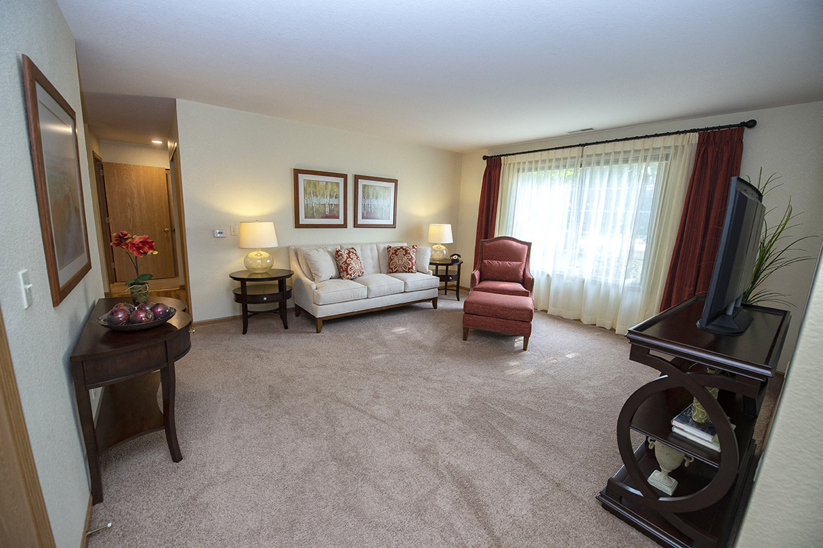 a living room with a couch and a television