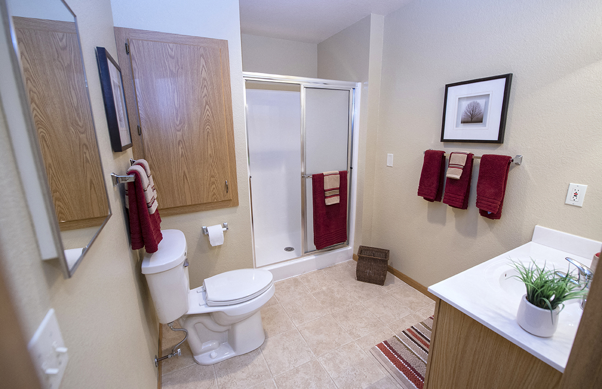 a bathroom with a toilet and a shower and a sink
