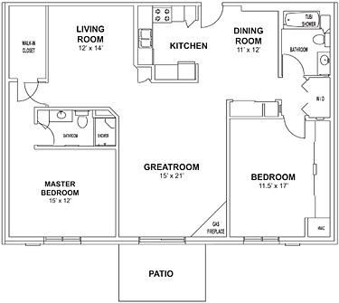 Floor plan Floor plan at Birchwood Highlands Apartments, Wisconsin
