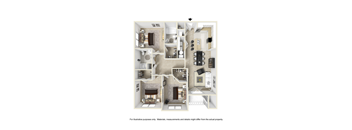 The Campbell Three Bedroom  Floor Plan at West End at Fayetteville in Fayetteville, North Carolina