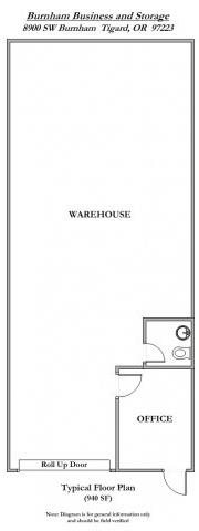 Burnham Business and Storage Standard Floor Plan 940 Square Feet