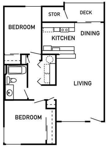 Darrins Place Apartments 2x1 Floor Plan 821 Square Feet