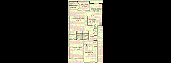 2 bedroom 2 bathroom Floor plan at The Commons of McLean, McLean