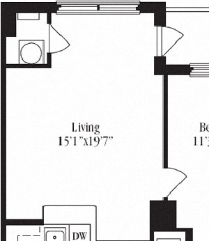 1 Bed 1 Bath floorplan The Belvedere 1 Bed 1 Bath floorplan The Belvedere, at Wentworth House,North Bethesda, 20852