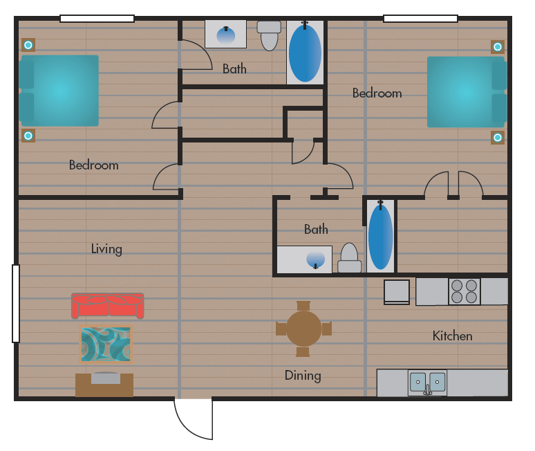 B2 Floor Plan at Jewel, Texas