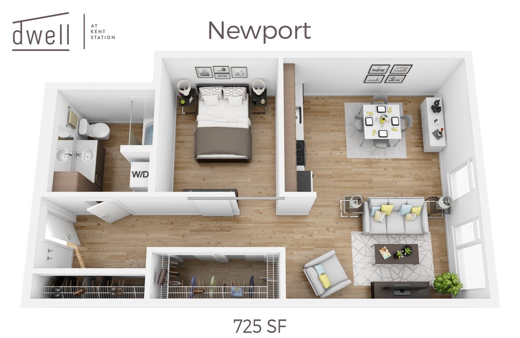 Newport Open Floorplan One Bedroom One Bath