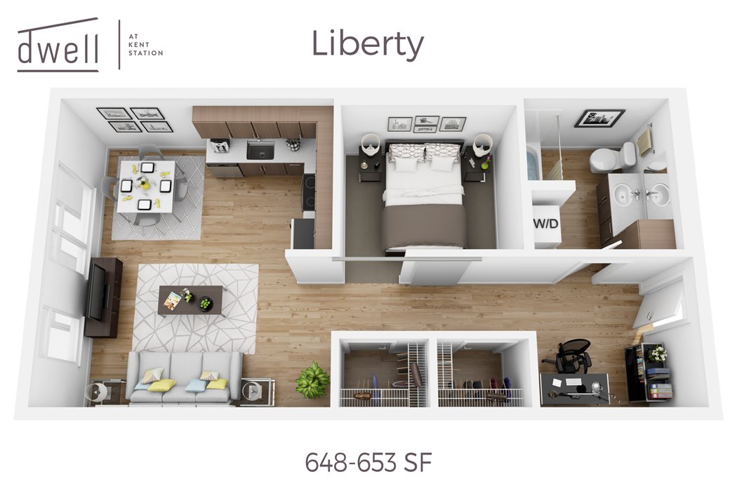 Libery Open Floorplan One Bedroom One Bath