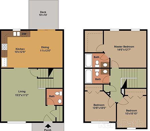 Townhomes at Paxton Creek 3 Bed 2.5 Bath Hummingbird II Floor Plan