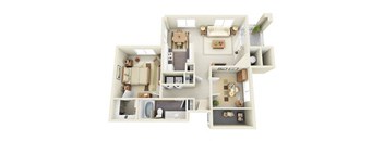 Seurat 1 Bedroom 1 Bathroom 3D Floor Plan near Denver 
