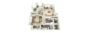 Cassatt 1 Bedroom 1 Bathroom 3D Floor Plan