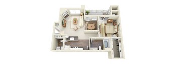 Van Gogh 1 Bedroom 1 Bathroom 3D Floor Plan near Northglenn, CO