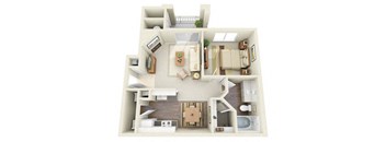 Sisley 1 Bedroom 1 Bathroom 3D Floor Plan