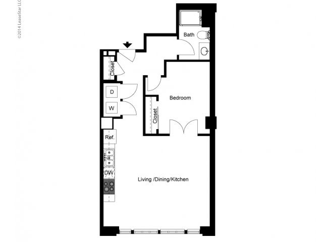 Historic 1 Bedroom B Floor Plan Historic 1 Bedroom B Floor Plan