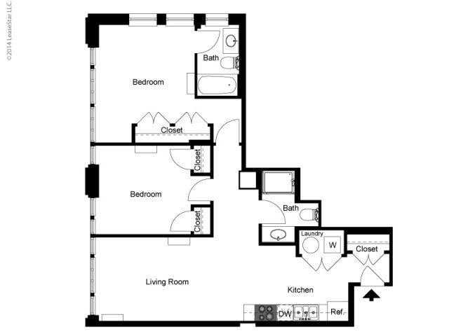 Historic 2 Bedroom 2 Bath Floor Plan Historic 2 Bedroom 2 Bath Floor Plan