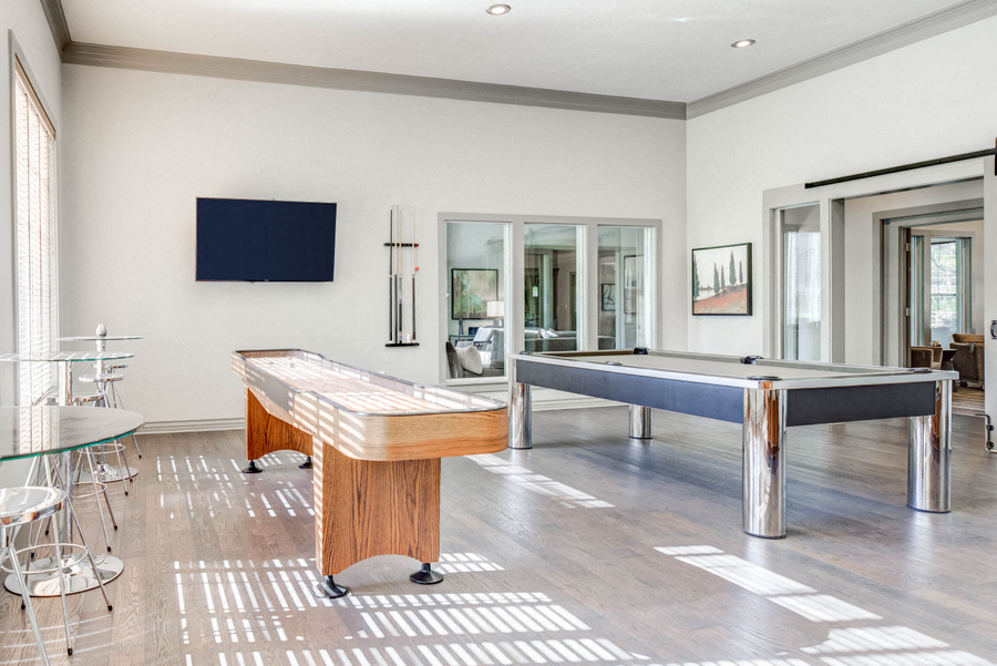 Game Lounge with shuffle board and pool table