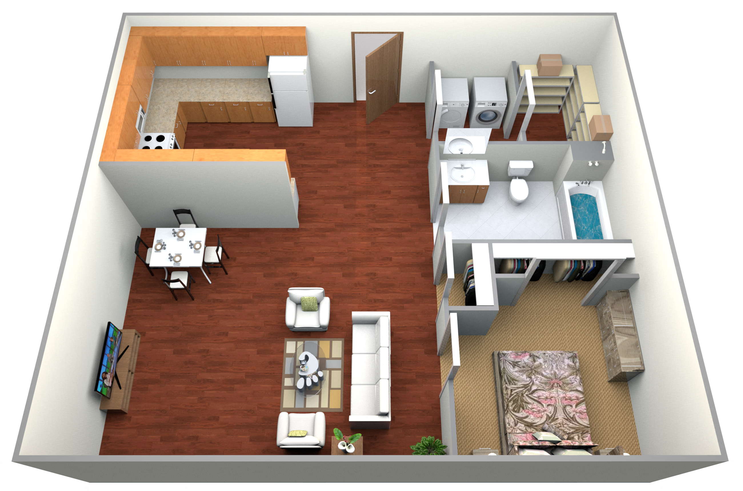 1 Bedroom 1 Bath Floor Plan at Kassenborg, Moorhead, MN