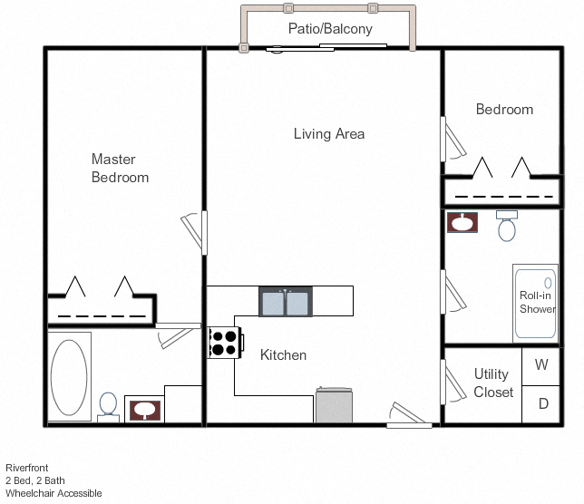 2 Bed 2 Bath Floor Plan at Kassenborg, Moorhead, 56560