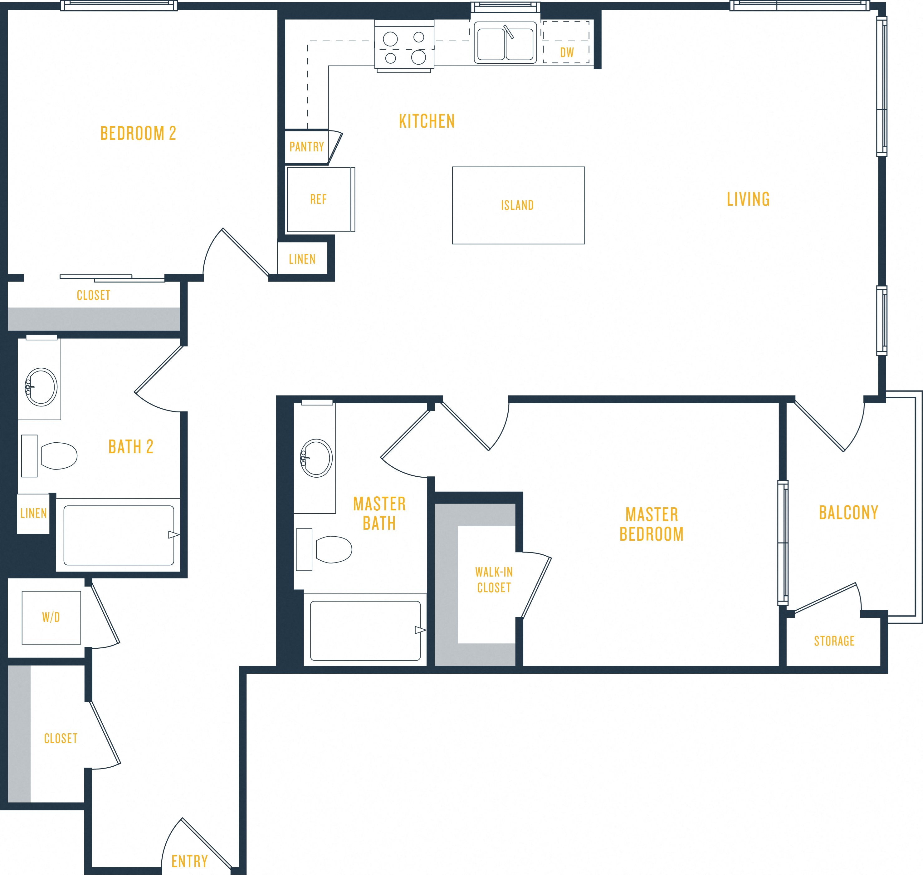 Plan 12 Wakaba LA Plan 12: 2 Bedroom, 2 Bath