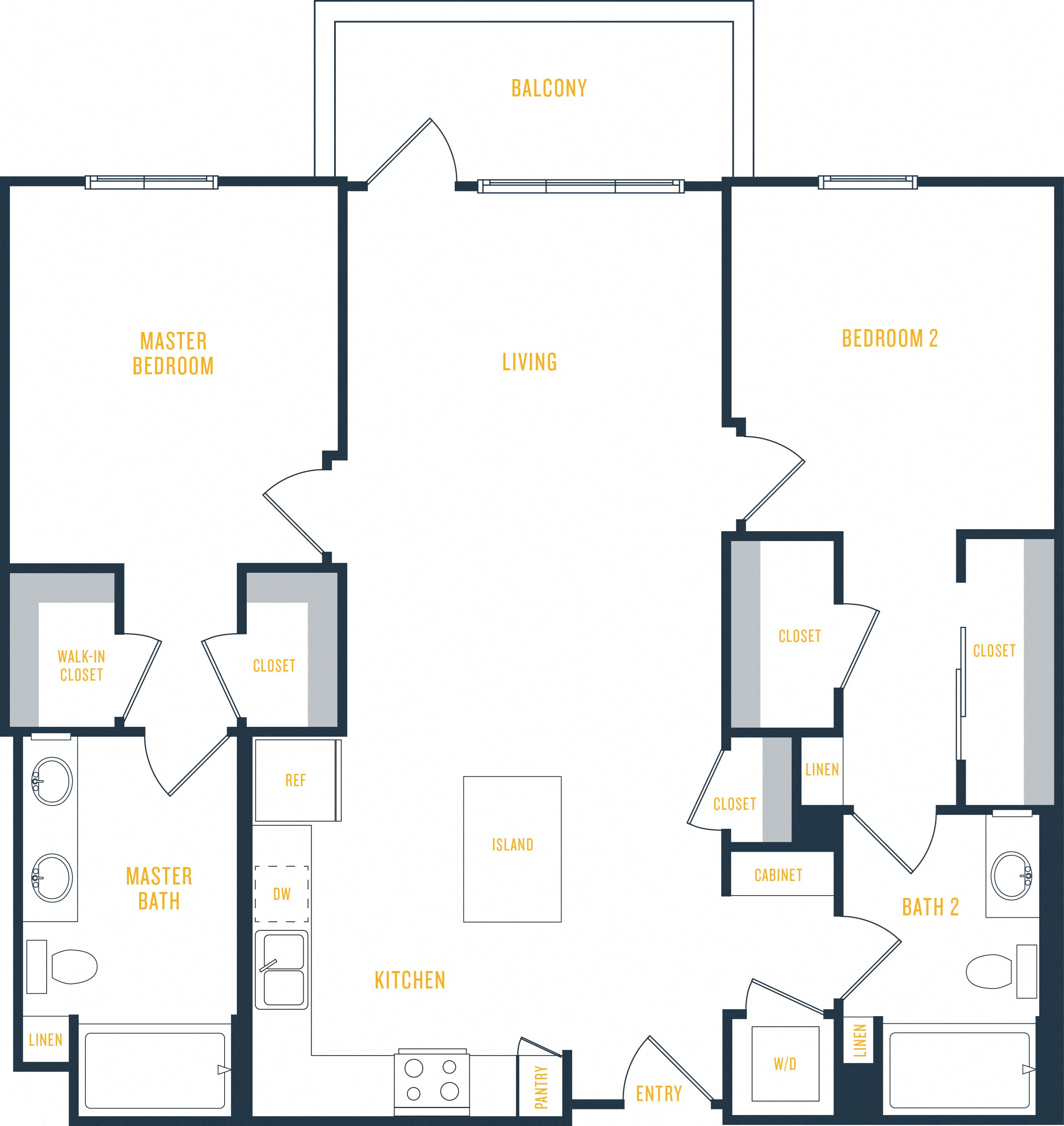 Plan 13 Wakaba LA Plan 13: 2 Bedroom, 2 Bath