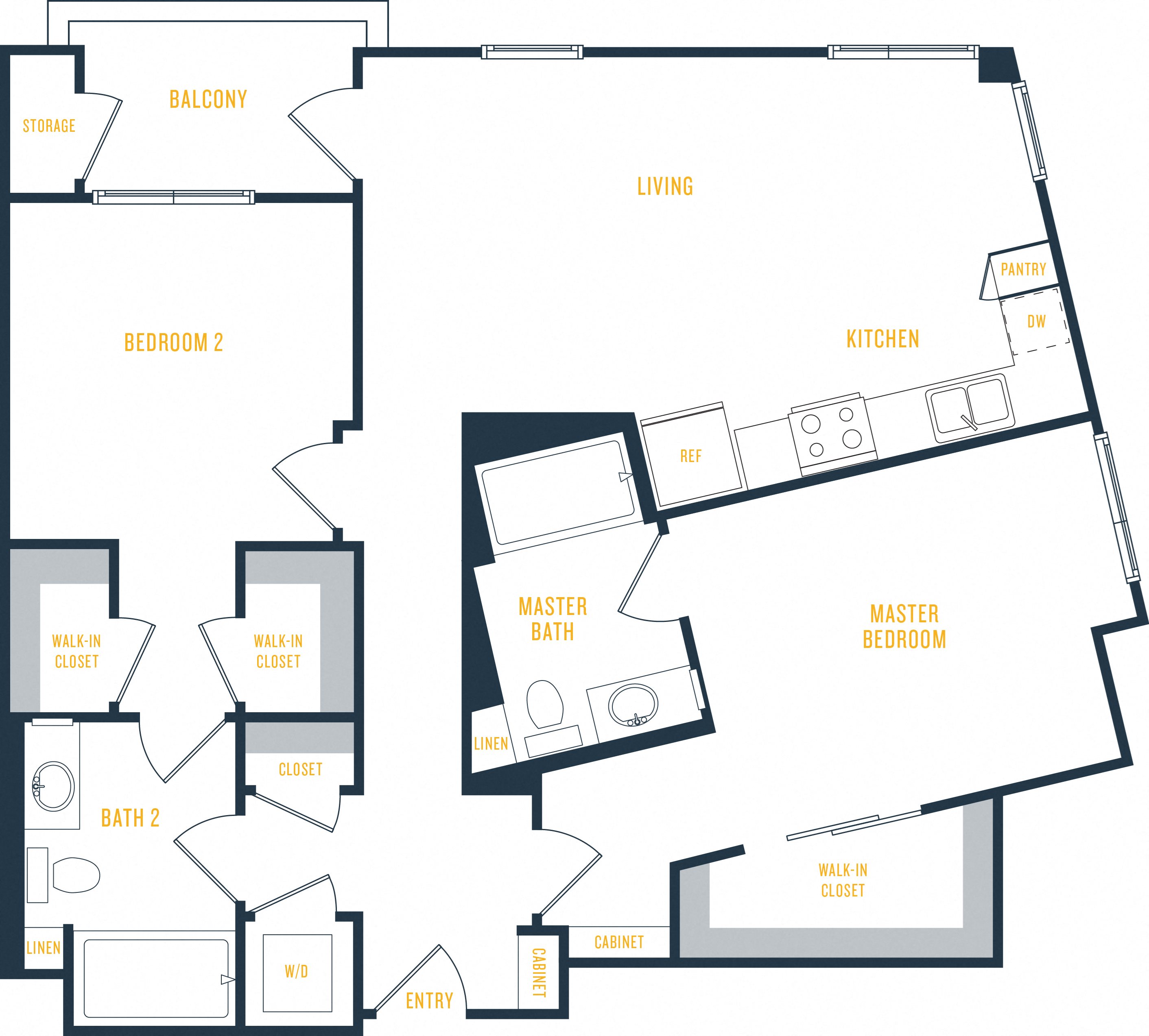 Plan 14 Wakaba LA Plan 14: 2 Bedroom, 2 Bath