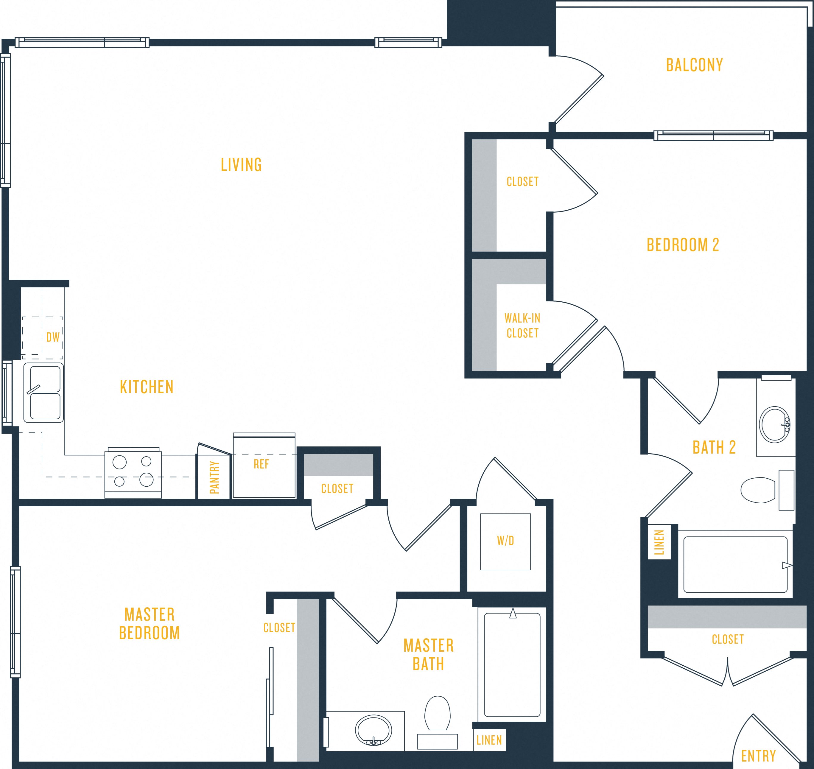 Plan 16 Wakaba LA Plan 16: 2 Bedroom, 2 Bath