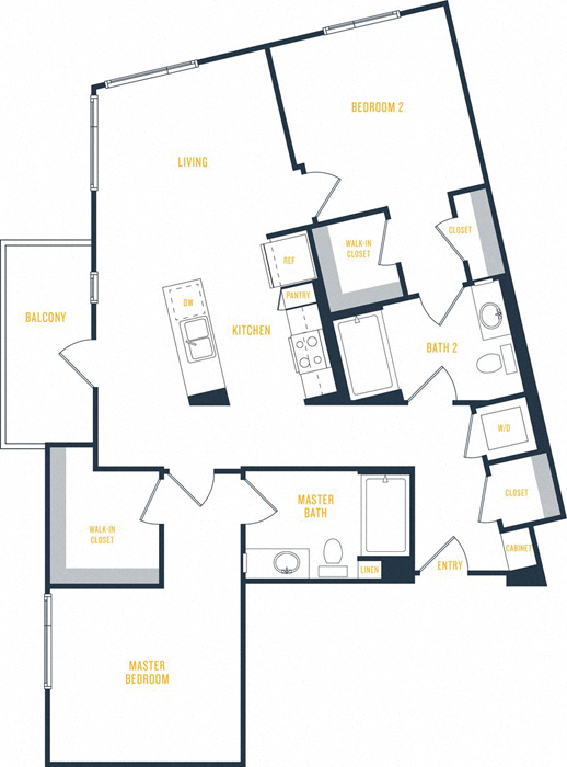 Plan 10 - 2 Bedroom 2 Bath Floor Plan Layout - 1092 Square Feet