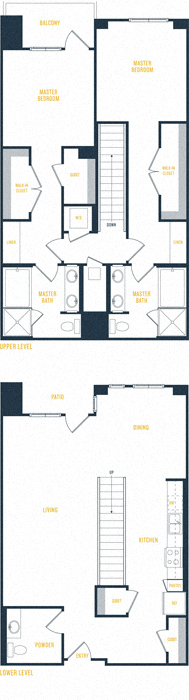 Plan 18 Townhome - 2 Bedroom 2.5 Bath Floor Plan Layout - 1777 Square Feet