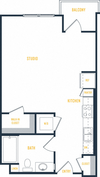 Plan 2 - 0 Bedroom 1 Bath Floor Plan Layout - 560 Square Feet